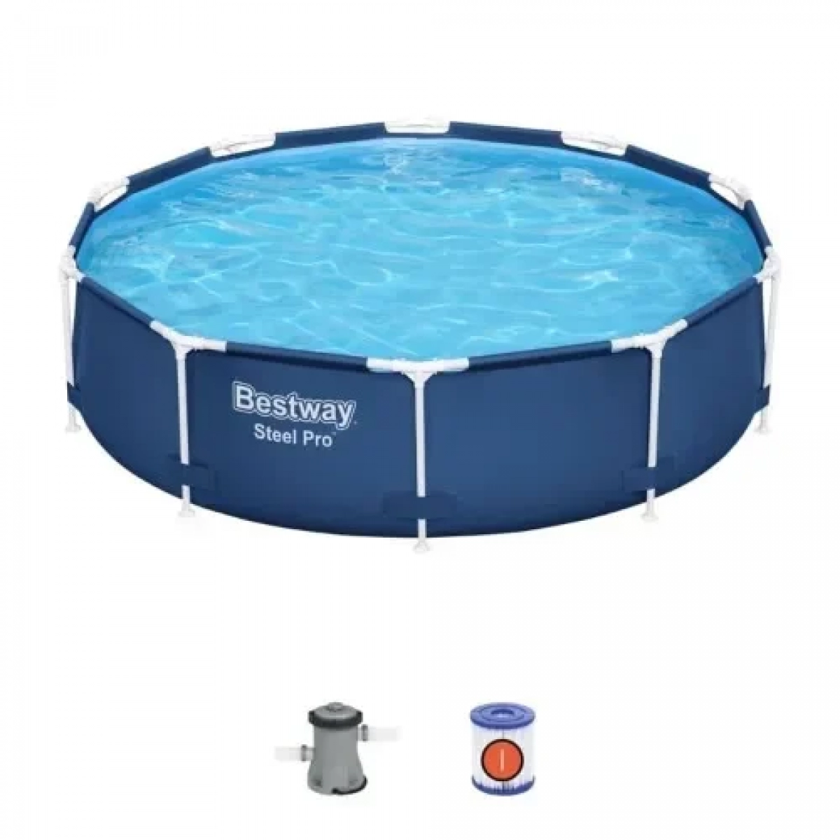 Bestway Steel Pro Πισίνα PVC με Μεταλλικό Σκελετό & Αντλία Φίλτρου 305x305x76εκ. 56677