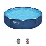 Bestway Steel Pro Πισίνα PVC με Μεταλλικό Σκελετό & Αντλία Φίλτρου 305x305x76εκ. 56677