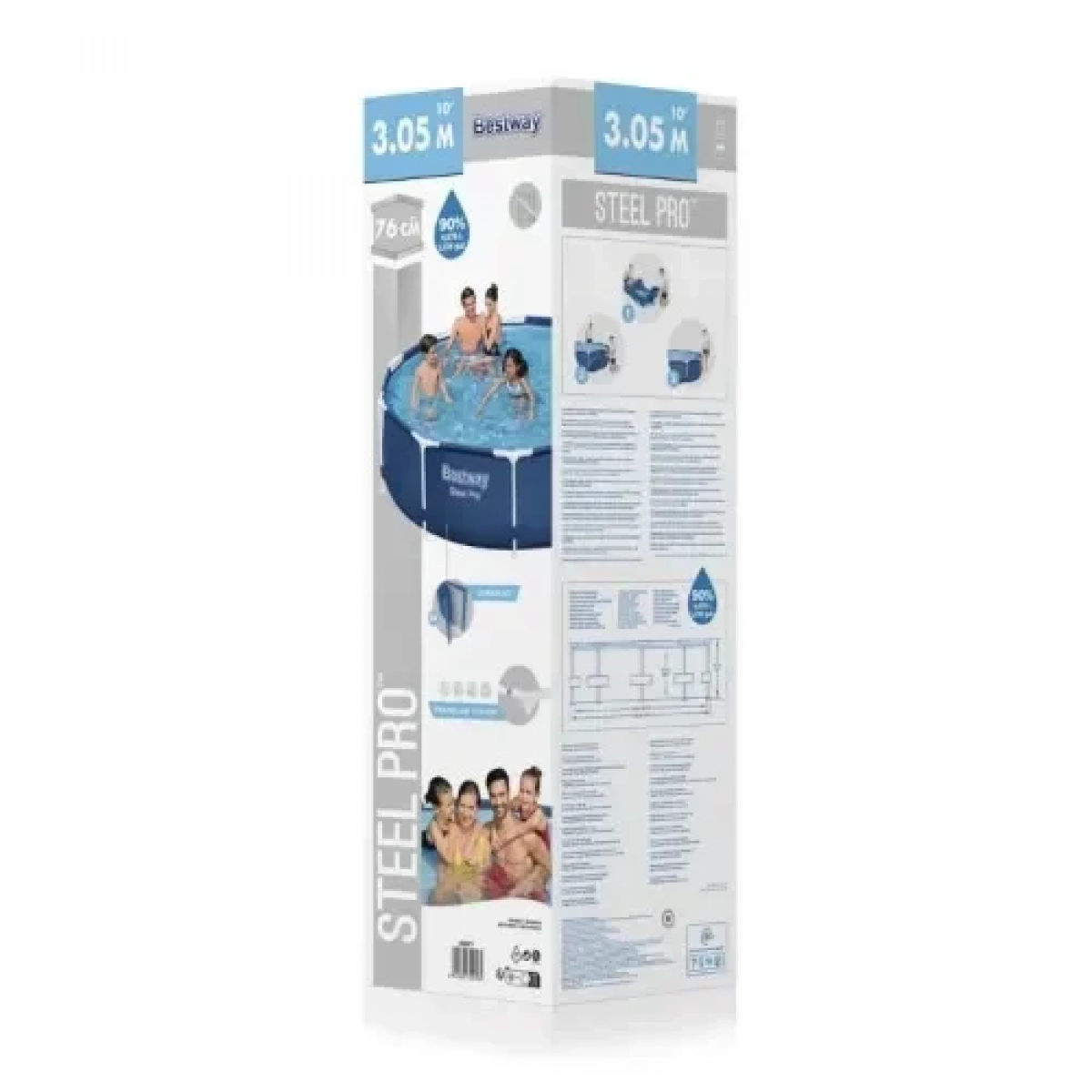 Bestway Steel Pro Πισίνα PVC με Μεταλλικό Σκελετό & Αντλία Φίλτρου 305x305x76εκ. 56677