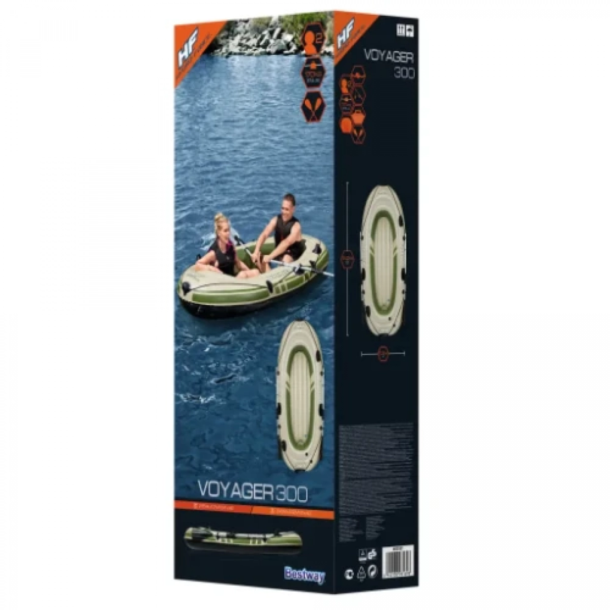 Bestway Hydro-Force Voyager 300 Φουσκωτή Βάρκα 2 Ατόμων με Κουπιά 243x102εκ. 65051