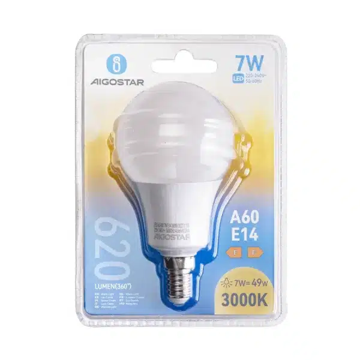 Λάμπα LED A60 E14 7W 3000K Θερμό Λευκό Aigostar