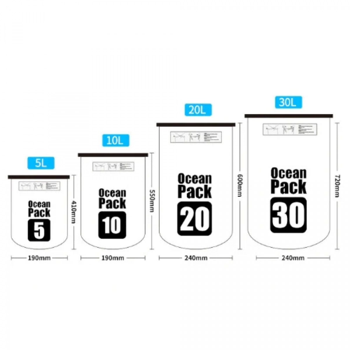 Αδιάβροχος Αεροστεγής Σάκος Ocean Pack 30L με Λουρί Ώμου που Επιπλέει στο Νερό 170233