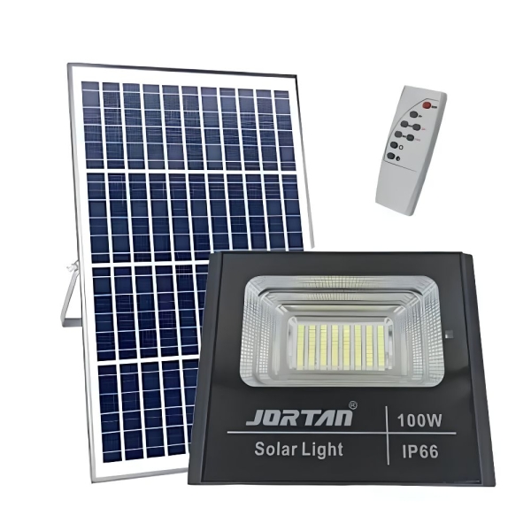 Αδιάβροχος ηλιακός προβολέας LED 100W με πάνελ και τηλεχειριστήριο Jortan Solar Flood Lamp