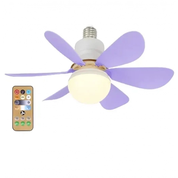 Ανεμιστήρας οροφής και λάμπα LED 520x185mm με τηλεχειριστήριο - μωβ