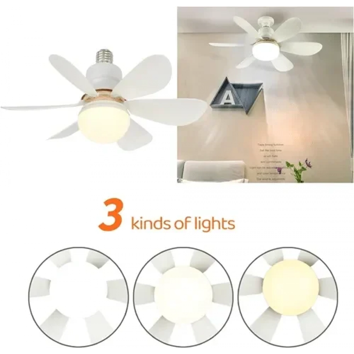 Ανεμιστήρας οροφής και λάμπα LED 520x185mm με τηλεχειριστήριο - πολύχρωμο - Image 4