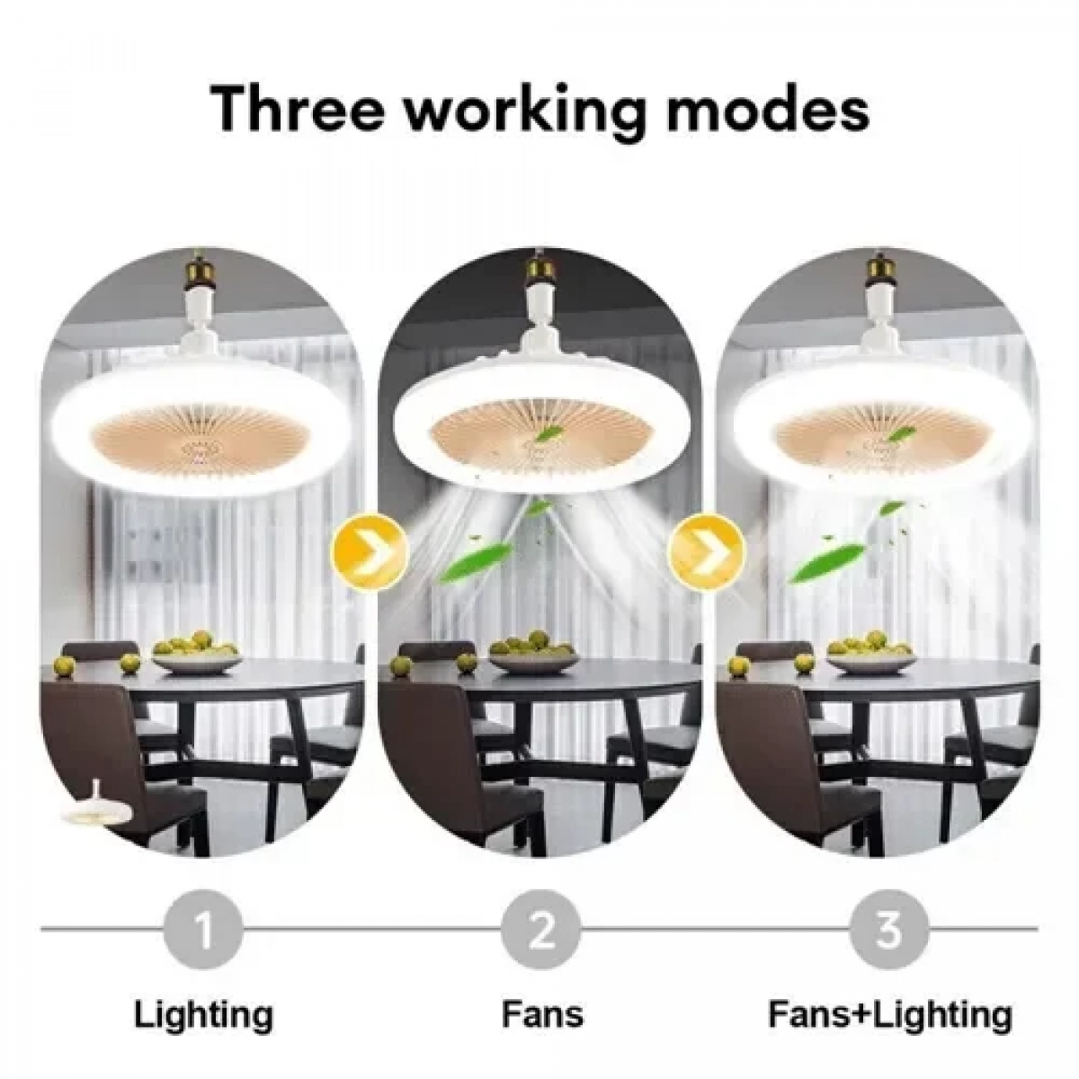 Ανεμιστήρας οροφής & λάμπα LED 36W με τηλεχειριστήριο λευκό - γαλάζιο - Image 4