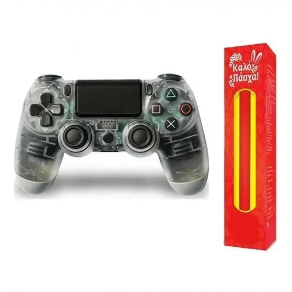 Ασύρματο Χειριστήριο Doubleshock PS4 controller Διάφανο και ΔΩΡΟ η λαμπάδα