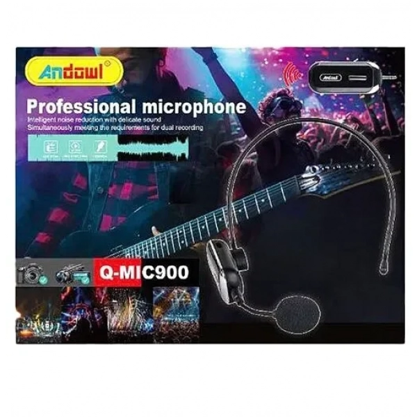Ασύρματο μικρόφωνο κεφαλής φωνής Q-MIC900 Andowl - μαύρο