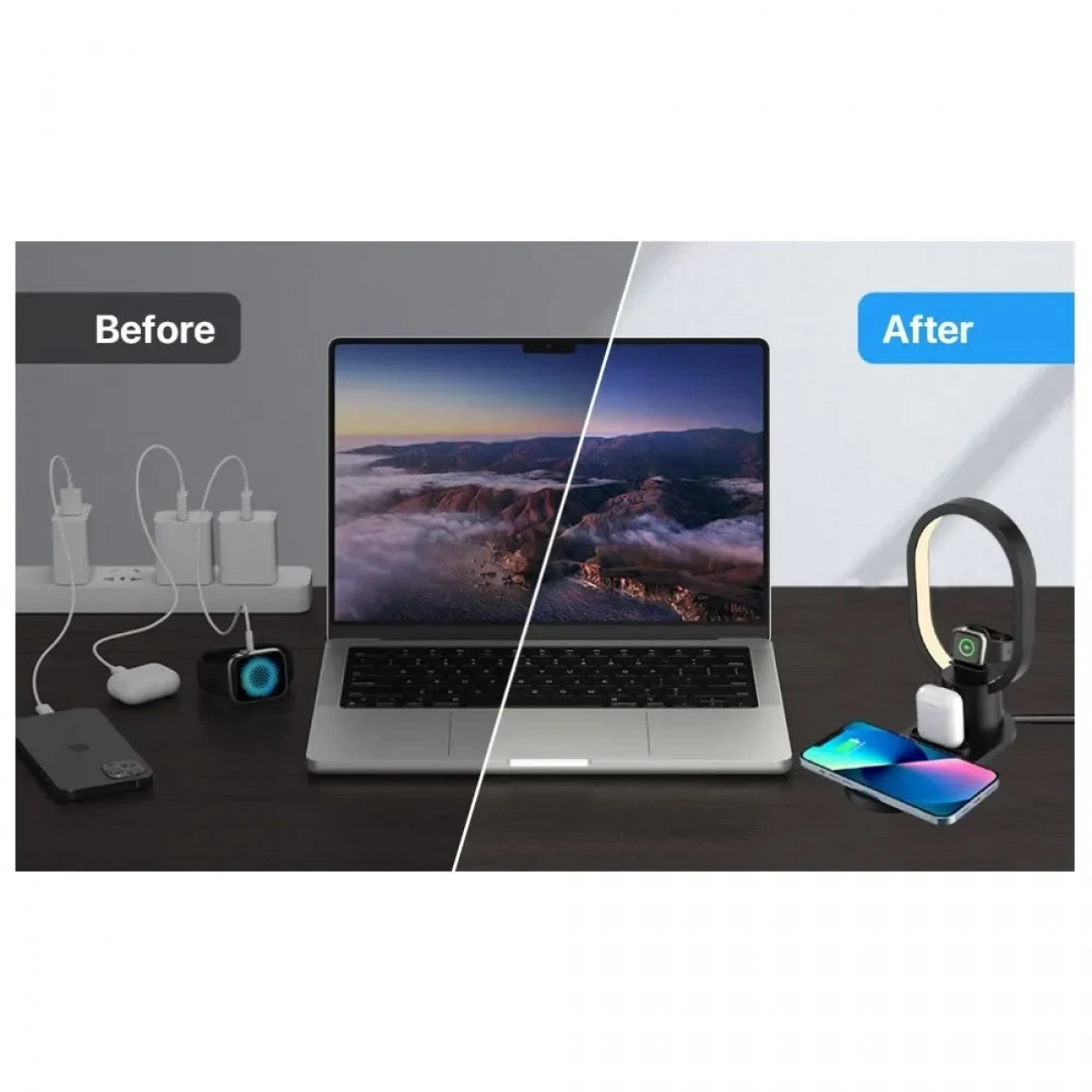 Ασύρματος Φορτιστής / Fast Wireless Charger 4in1 AY-41 Μαύρο ΟΕΜ - Photo4