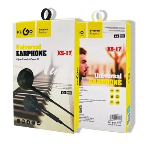 Ενσύρματα ακουστικά In-ear Handsfree με βύσμα 3.5mm KLGO KS-17 μαύρο