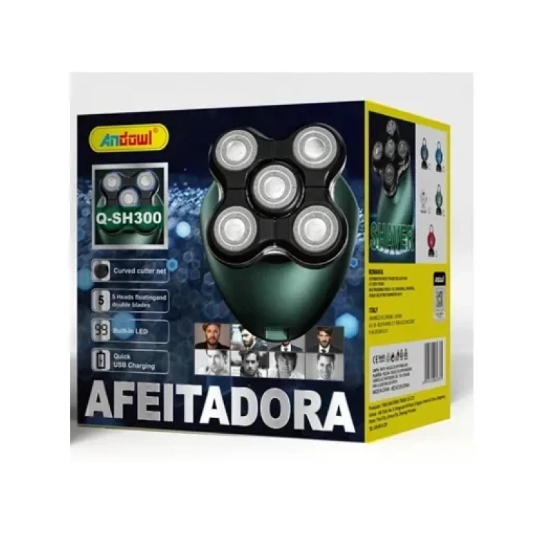Επαναφορτιζόμενη ξυριστική μηχανή 5D Andowl Q-SH300 πράσινο