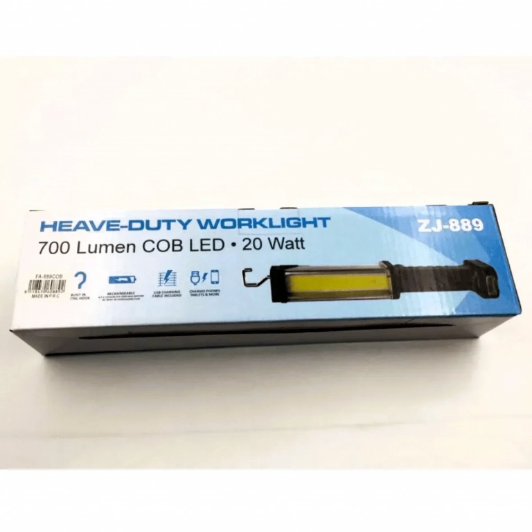 Επαναφορτιζόμενος Φακός Εργασίας 700 Lumen LED COB 20w με Μαγνήτη και Γάντζο ZJ-889