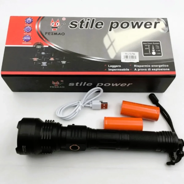 Επαναφορτιζόμενος Φακός LED Stile Power 2500 Lumens 24cm FA-L13-P90