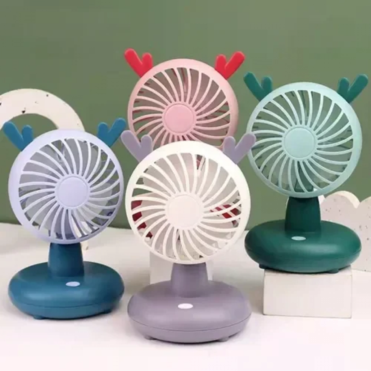 Φορητός mini επαναφορτιζόμενος ανεμιστήρας με USB σε μπλε χρώμα 92923 - Image 2