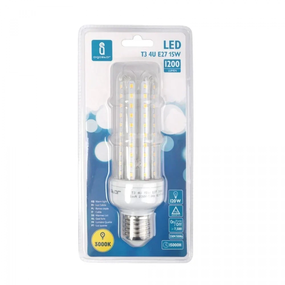 Λάμπα LED 4U E27 15W 3000K Aigostar
