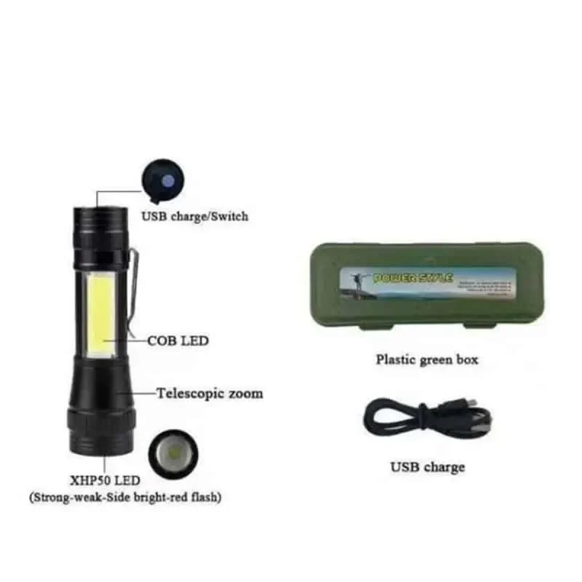 Μίνι Φακός LED Αλουμινίου USB Επαναφορτιζόμενος Αδιάβροχος FA-8800