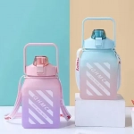 Παγούρι νερού με ιμάντα μεταφοράς 450ml 23246 γαλάζιο - ροζ - Image 2