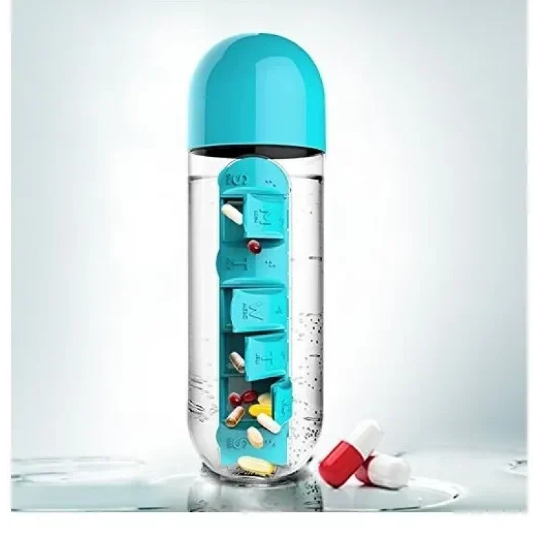 Παγούρι νερού με θήκες για χάπια 600ml 23269 τιρκουάζ