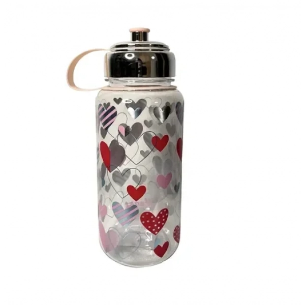 Παιδικό παγούρι νερού 1000ml 10x25cm 21271 Hearts διάφανο