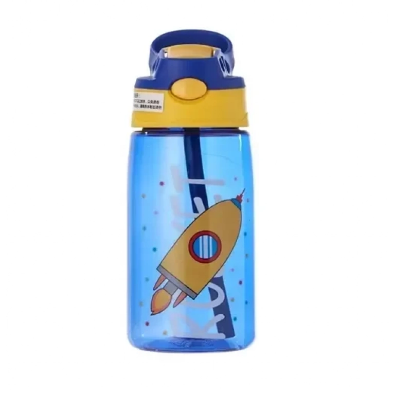 Παιδικό παγούρι νερού 500ml 15x10cm 21273 πύραυλος διάφανο - μπλε
