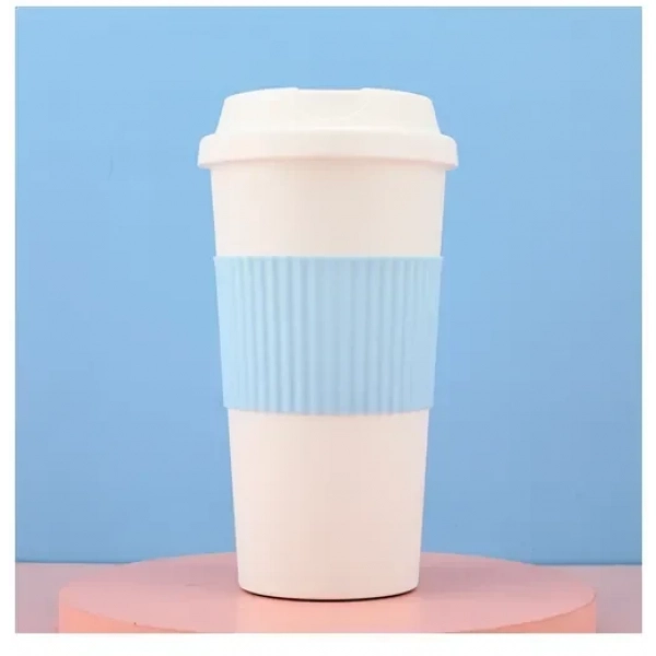 Ποτήρι ροφημάτων με καπάκι 450ml 18.8x6.8cm 21242 λευκό - γαλάζιο