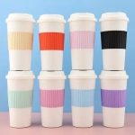 Ποτήρι ροφημάτων με καπάκι 450ml 18.8x6.8cm 21242 λευκό - μωβ - Image 2