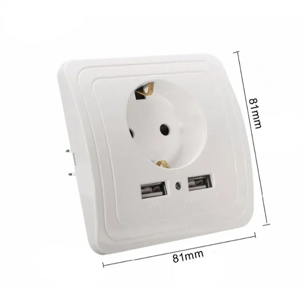 Πρίζα Σούκο Τοίχου 16A Με 2 USB Θύρες