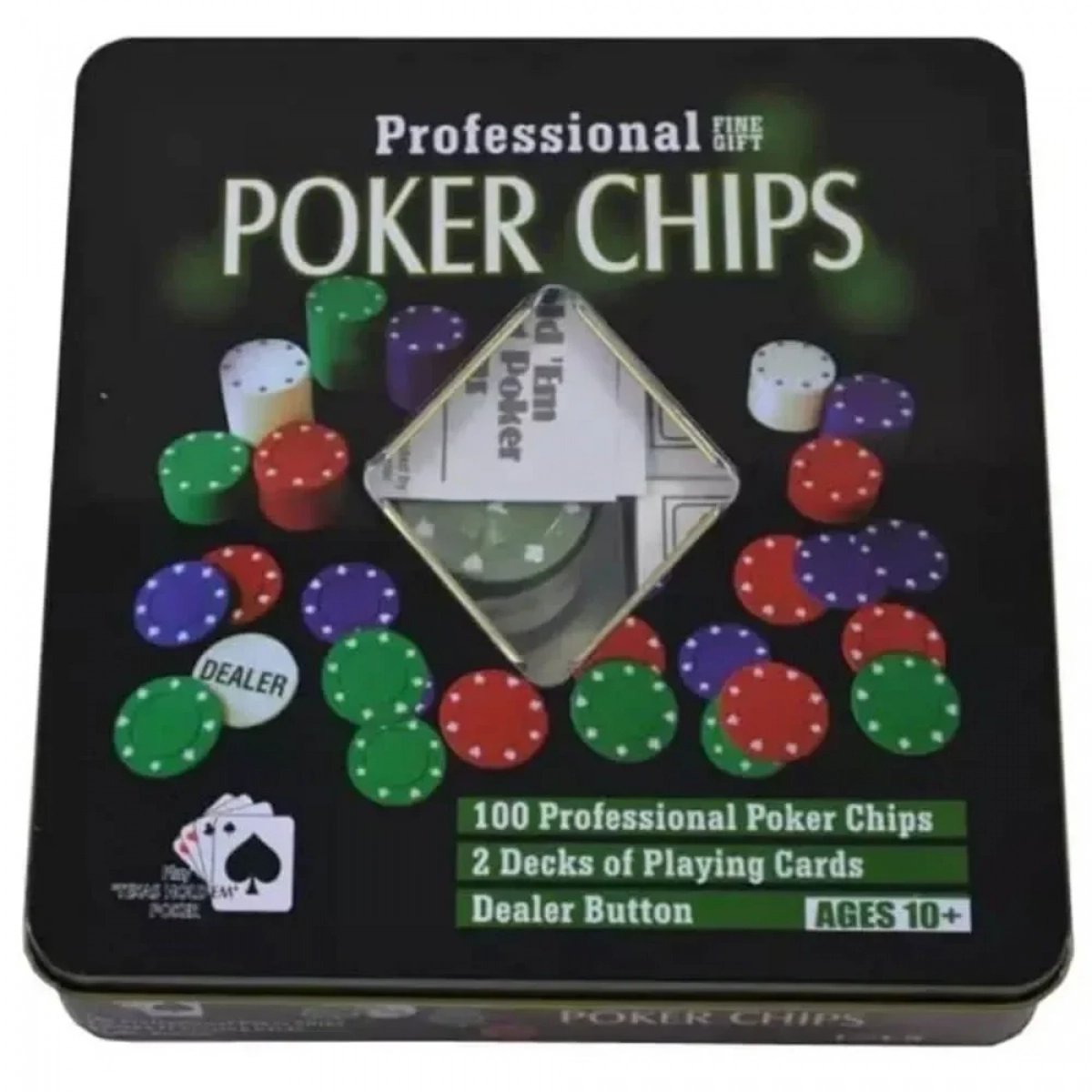 Σετ 100 Μάρκες Poker 50mm / 4gr σε Μεταλλικό Κουτί με 2 Τράπουλες - Photo2