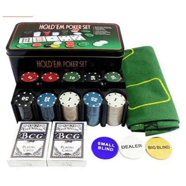 Σετ 200 Αριθμημένες Μάρκες Poker σε Μεταλλικό Κουτί με 2 Τράπουλες και Τσόχα - Photo1