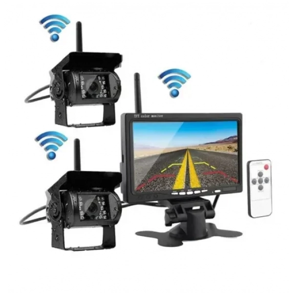 Σετ ασύρματο Monitor 7″ και δύο κάμερες οπισθοπορείας 12/24V με νυχτερινή λήψη