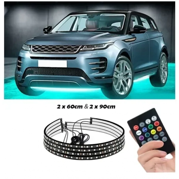 Σετ Led ταινίες RGB Music για κάτω από το αυτοκίνητο Underbody Tube με τηλεχειριστήριο 2 x 60cm και 2 x 90cm 4 τμχ