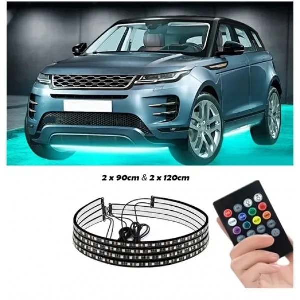 Σετ LED ταινίες RGB Music για κάτω από το αυτοκίνητο Underbody Tube με τηλεχειριστήριο 2 x 90cm και 2 x 120cm 4 τμχ