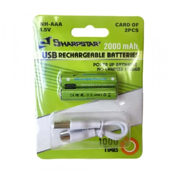 SharpStar Επαναφορτιζόμενες Μπαταρίες AAA Li-ion 2000mAh 1.5V 2τμχ - Photo1