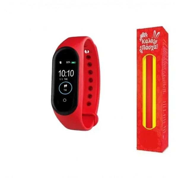 Smart Band Ρολόι με Bluetooth – M4 – OEM, σε κόκκινο χρώμα και ΔΩΡΟ η λαμπάδα