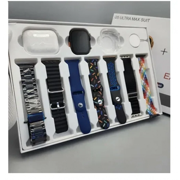 Smartwatch με ακουστικά και 7 διακοσμητικά λουριά 10+1 i20 Ultra Max Suit