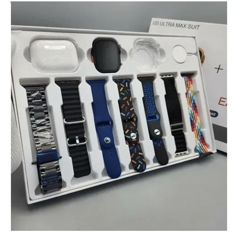 Smartwatch με ακουστικά και 7 διακοσμητικά λουριά 10+1 i20 Ultra Max Suit