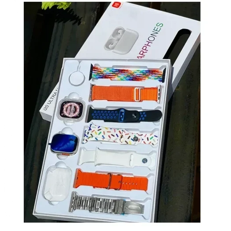 Smartwatch με ακουστικά και 7 διακοσμητικά λουριά 10+1 i20 Ultra Max Suit