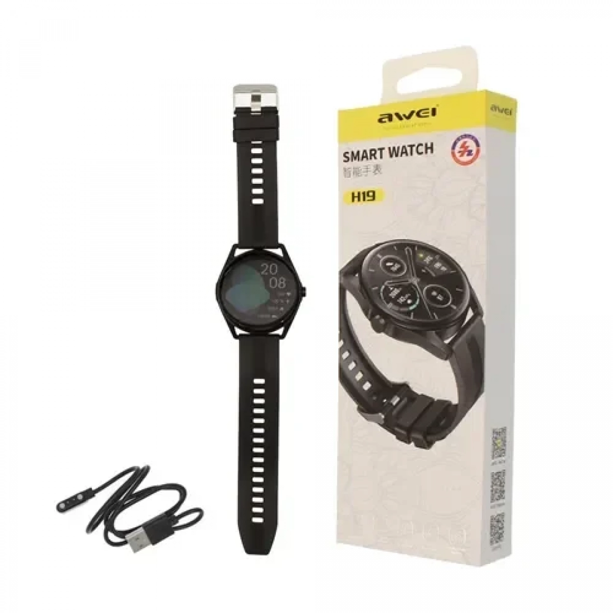 Smartwatch με παλμογράφο και οθόνη αφής AWEI H19 - μαύρο - Image 3