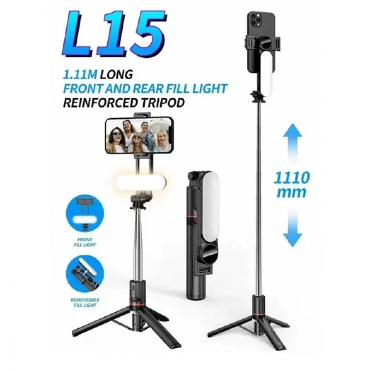 Τρίποδο κινητού με Bluetooth L15 Selfie Stick μαύρο - Image 2