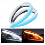 Universal DRL LED Strip λευκά φώτα ημέρας & πορτοκαλί δυναμικά/βηματικά φλας για φανάρια αυτοκινήτων 60cm Foyu FO-8-04