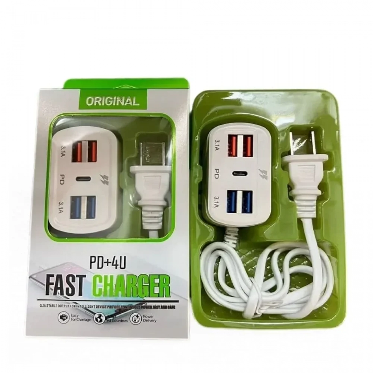 Universal Φορτιστής για Γρήγορη Φόρτιση με 4 Θύρες USB + USB-C - Photo3