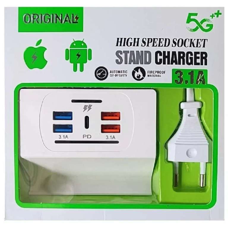 Βάση Φόρτισης με 4 Θύρες USB 3.1Amp + Θύρα Type-C PD - Photo1