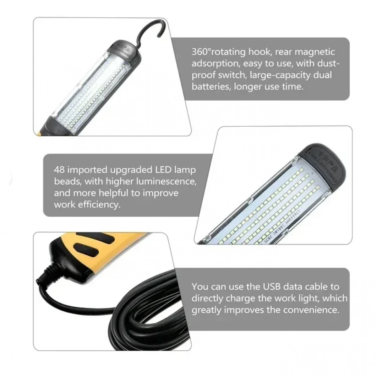 Φωτιστικό Χειρός -Φως Συνεργείου Με 100 LED Και 10m Καλώδιο