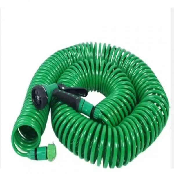 KMT Tools Σετ Σπιράλ Λάστιχο Ποτίσματος 7.5m και Πιστόλι με 7 Λειτουργίες Ψεκασμού Πράσινο
