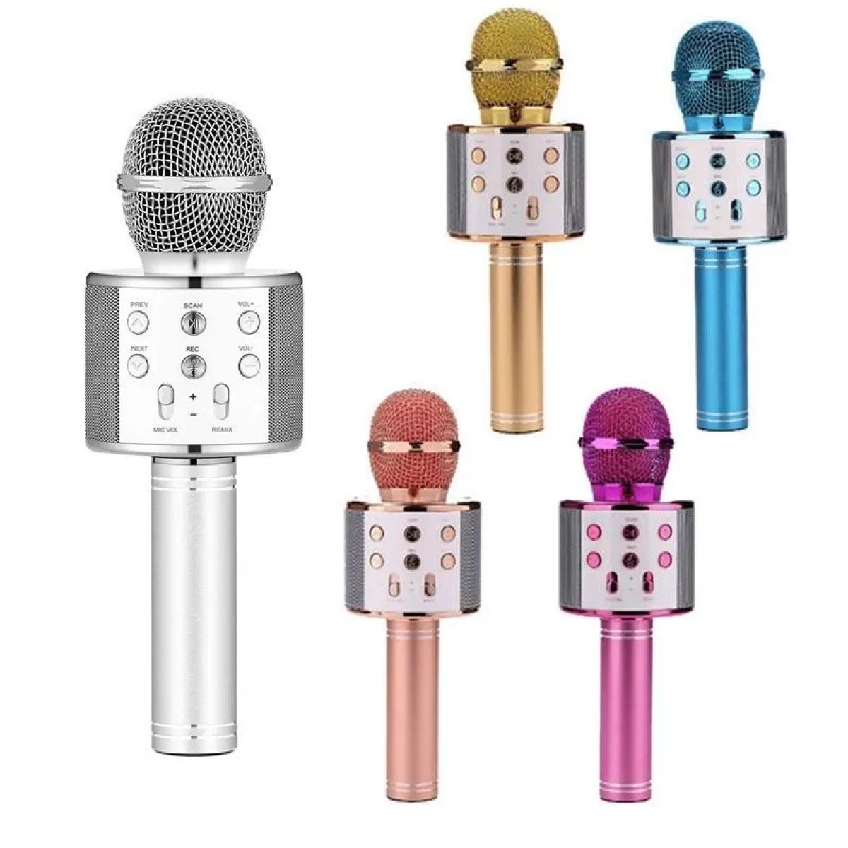 Ασύρματο μικρόφωνο Bluetooth με Ενσωματωμένο Ηχείο + Karaoke – WS858, σε μπλε χρώμα