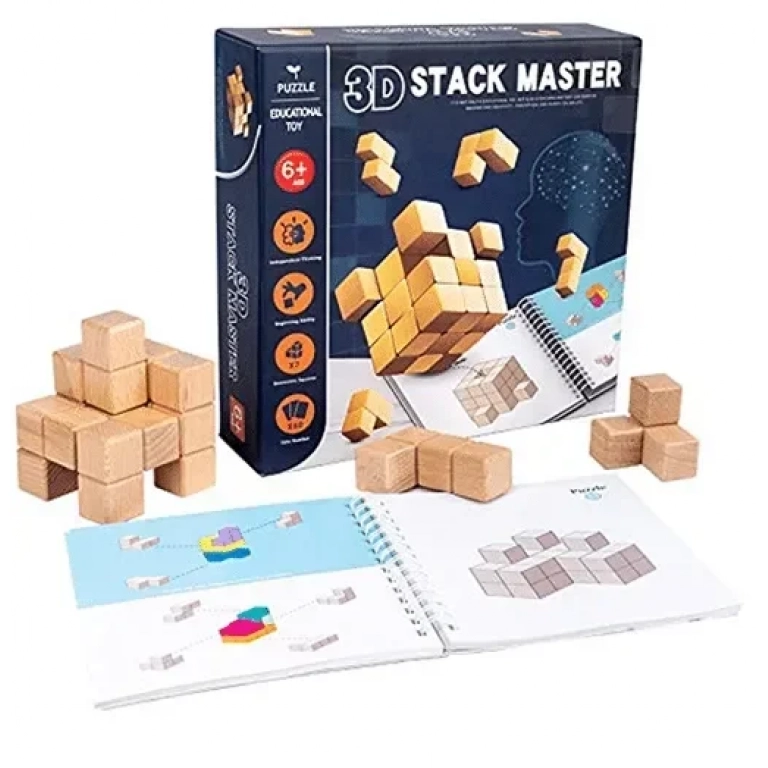 Ξύλινο γεωμετρικό εκπαιδευτικό παιχνίδι 3D Stack Master για 6+ ετών 96472