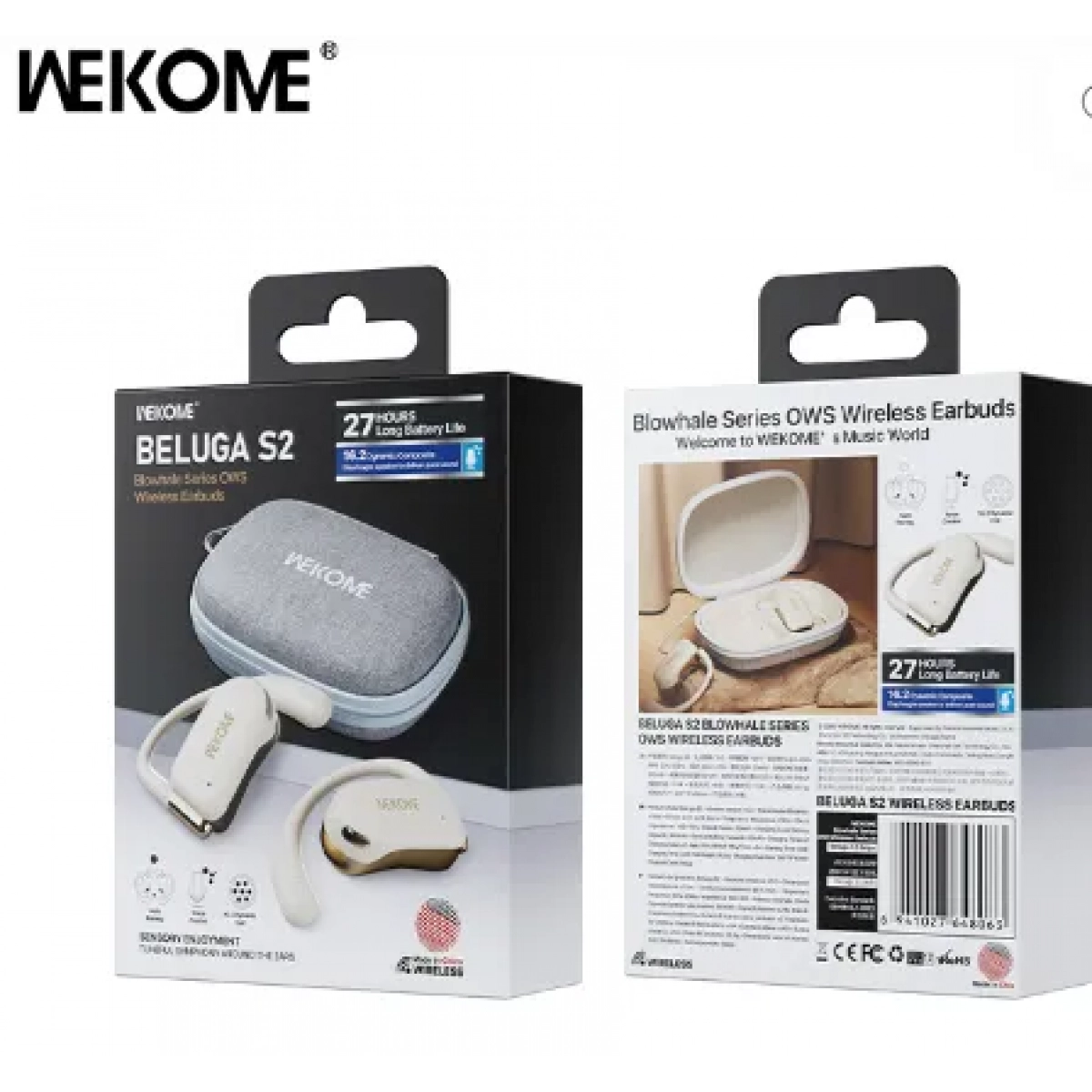 WEKOME Beluga S2 OWS Earphone ασύρματα ακουστικά - Λευκά - Image 2