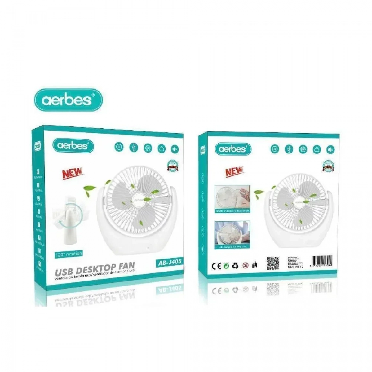 Aerbes Ανεμιστηράκι USB Λευκό AB-J405 - Image 2
