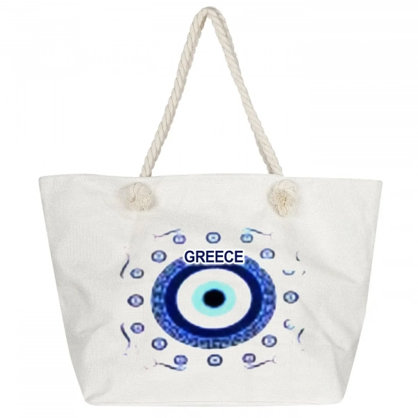 ΤΣΑΝΤΑ ΠΑΡΑΛΙΑΣ ΜΕΓΑΛΗ ΜΕ ΜΑΤΙ ΤΡΙΠΛΟ 55x34x17cm SUMMERtiempo 622602