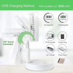 Τηλεσκοπικός USB Επαναφορτιζόμενος Ανεμιστήρας Μεταβλητού Ύψους - Folding Mini Fan Λευκό